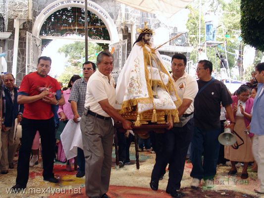 CelebraciÃ³n del SeÃ±or de la Misericordia / Mercy's Lord Celebration 2006 (12-14)
La imÃ¡gen hizo su entrada triunfal hacia el templo.

The image made its triunfal entrance towards the temple. 
Keywords: SeÃ±or de la misericordia Mercy Lord Coyoacan Pueblo de la candelaria tapetes de aserrin sawdust rug Templo de los Reyes King temple