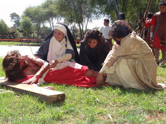 Via Crucis / Way of the Cross " Pueblo de la Candelaria " 2007 (09-11)
En el parque Huayamilpas se llevÃ³ a cabo una de las caÃ­das de Cristo. 

In the Huayamilpas park  was carried out one of the falls of Christ.
Keywords: viernes santo friday  holy week semana santa cristo crucifixion candelaria town pueblo coyoacan huayamilpas