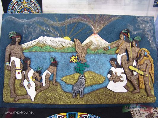 Feria Interdelegacional / Interdelegational Fair CoyoacÃ¡n 2007 (04-10)
Pudimos apreciar hermosas piezas como esta donde se muestra la fundaciÃ³n de TenochtitlÃ¡n.

We could appreciate beautiful pieces like this where it is showed the foundation of TenochtitlÃ¡n.
Keywords: coyoacan delegaciones artesanos artesanias crafts promosur