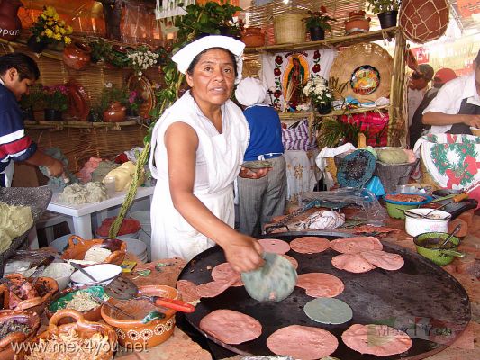 Feria del Mole / Mole Fair 2006  05 - 07
Una comida para dos personas que incluye sopa, plato fuerte, agua y tortillas le costarÃ¡ aproximadamente 200 pesos. 

A meal for two people that includes soup, main dish , water and tortillas will cost approximately 200 pesos approximately 20 dollars. 
Keywords: feria mole fair milpa alta atocpan comida mexicana mexican food tortilla