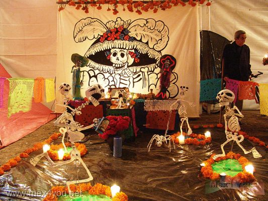 Ofrendas de Dia de Muertos/Day of the Dead Offerings (14-18)
Pudimos disfrutar de un bello mosaico de elementos, desde los Aztecas hasta los Mestizos como la Catrina.  

We could enjoy a beautiful mosaic of elements, from the Aztecs until  the Mestizos like the ' Catrina ' .
Keywords: Ofrendas de Dia de Muertos/Day of the Dead Offerings