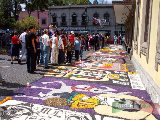 2 de Noviembre/ November 2nd Day of the Dead 05 - 10
En los alrededores del Palacio de Cortés - el cual alberga la sede de la delegación- pudimos ver tapetes con motivos alusivos a la muerte elaborados a partir de semillas, cereales, sal , etc. 
Estas fueron elaboradas por integrantes del CCH sur. 

Around the Cortez's  Palace  - which lodges the seat of
 the delegation-  we could see rugs elaborated with allusive motifs of the 
death. Elaborated  with seeds, cereals, salt, etc. 
These were made by members
of the CCH south. 


Keywords: Dia de Muertos en la delegación Coyoacán . Offerings in coyoacán