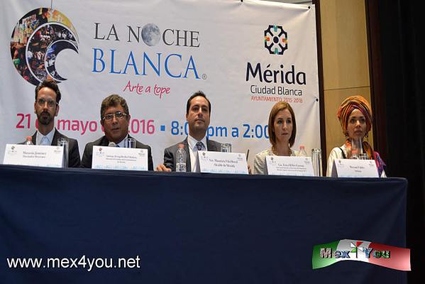 6ta. Noche Blanca (01-05)
Con cinco ediciones mÃ¡s de 200 mil espectadores en 600 actividades en 200 sedes es el conteo que proporciona la Noche Blanca en el estado de MÃ©rida.

Text and Photo by: YanÃ­n RamÃ­rez
Keywords: nocheblanca mÃ©rida paseomontejo capital americana cultura