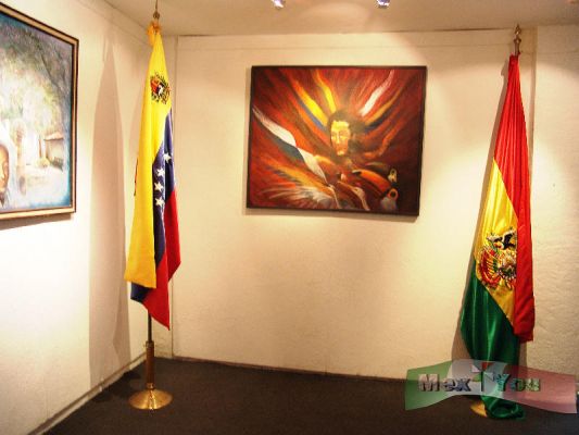 Fiesta Bolivariana/Bolivarian Party 02-12
Con una bella muestra pictórica y las banderas de Ecuador, Perú, Colombia,  Bolivia, Venezuela  y Panamá  fuimos recibidos a la entrada del foro.  

With a beautiful pictorial sample and the flags of Ecuador, Peru, Colombia, Bolivia, Venezuela and Panama we were received to the entrance of the forum.
Keywords: Fiesta Bolivariana/Bolivarian Party