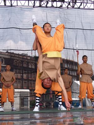 Kung Fu ShaolÃ­n en la Ciudad de MÃ©xico / Kung Fu ShaolÃ­n in Mexico City 2007 (03-08)
Los Monjes Chinos del Templo ShaolÃ­n de Henan hicieron que el pÃºblico admirara sus proezas de autocontrol y fuerza.

The Chinese Monks fromthe  ShaolÃ­n Temple of Henan caused that the public admired their stunts of selfcontrol and force.
Keywords: kung fu shaolin artes marciales experimenting china ciudad mexico city