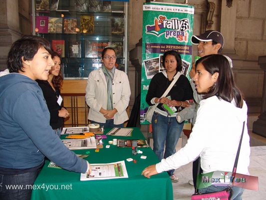 Rally Prepa si 2009 (03-05)
En recintos como:  El Museo de la Ciudad de MÃ©xico, El MUNAL, el Museo de MinerÃ­a entre otros los jÃ³venes tendrÃ­an que resolver los retos lÃºdicos y culturales para conseguir el mÃ¡yor nÃºmero de puntos para ganar. 
Keywords: rally prepa si 