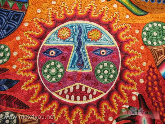 Magia Huichol, Rito Aborigen / Huichol Magic, Aboriginal Ritual  MAP Museum (06-06)
Estos cuadros fueron observados por otros miembros de la etnia huichol y empezaron a proliferar y venderse muy bien, tanto en el paÃ­s como en el extranjero. RamÃ³n Medina enseÃ±Ã³ a varios discÃ­pulos, entre ellos, Eligio Carrillo, del cual se muestran dos hermosos y simbÃ³licos cuadros.
Esta hermosa exposiciÃ²n en conjunto MÃ¨xico- Australia estarÃ  en el Museo de Arte Popular del 28 de Febrero al 29 de Marzo del 2009.

These pictures were seen by other members of the Huichol ethnic group and began to proliferate and sold very well, both at home and abroad. Ramon Medina taught many disciples, including Eligio Carrillo, which are two beautiful and symbolic paintings.
Photos by: JesÃ¹s SÃ nchez
Keywords: magia huichol rito aborigen australia map museo arte popular art museum